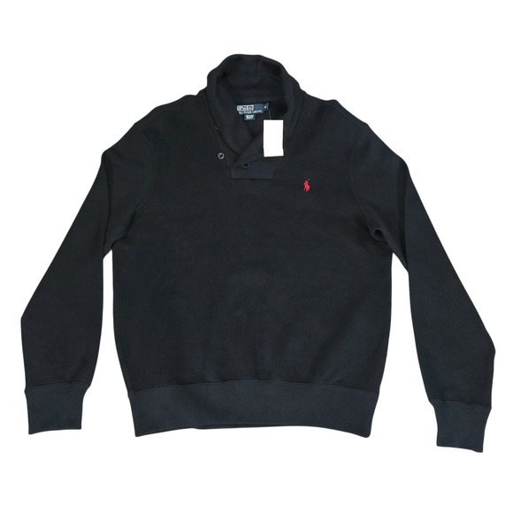 NWT Vintage Polo Ralph Lauren Sweater Mens BlackShawl Neck Pullover Medium New